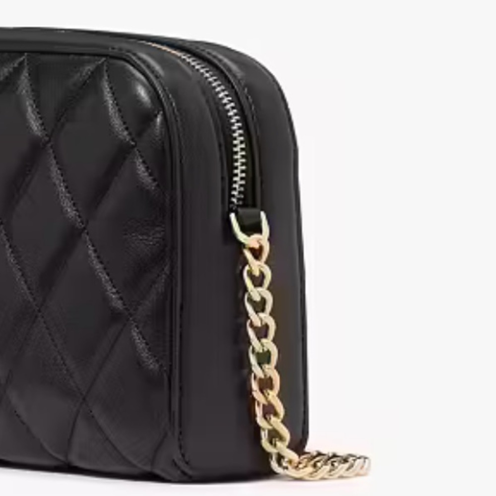 Retail $359 Kate Spade Black Leather Quilted Camera Bag & Detachable Chain NWT - Picture 4 of 6